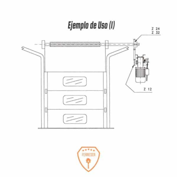 Imagen ejemplo de uso motor CST puerta basculante guillotina industrial.