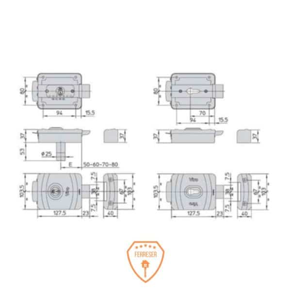 Imagen medidas electrocerradura Viro