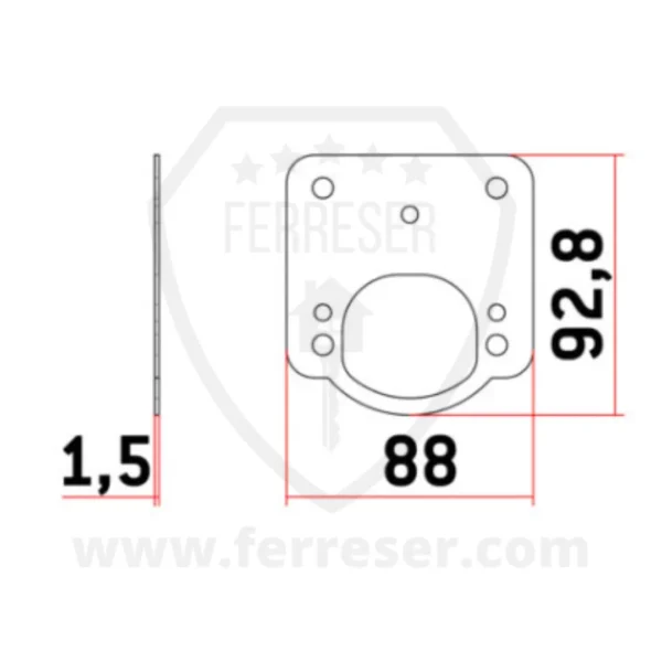 Placa suplementaria SAG EP60. Medidas.