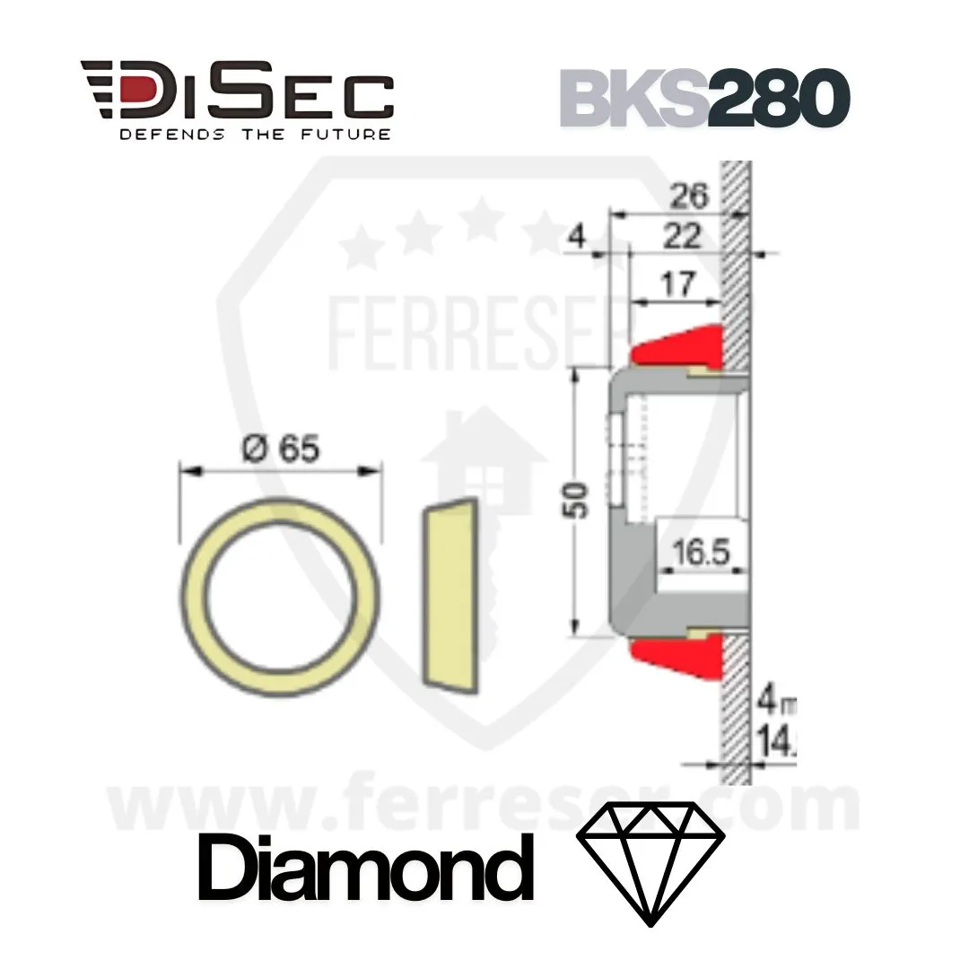 Escudo DISEC DIAMOND anti radial. Medidas.
