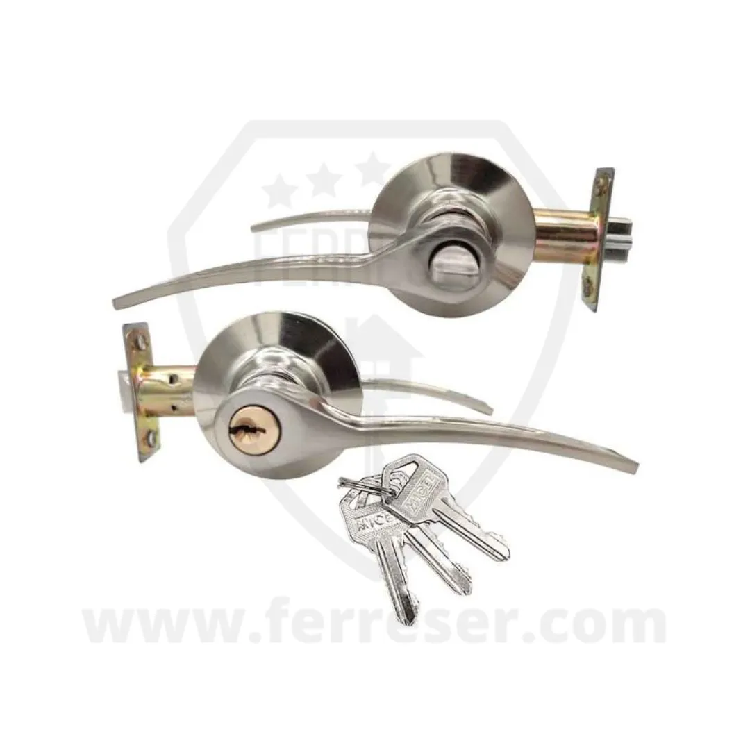 Manilla entrada llave. Cromada. Vista exterior e interior.