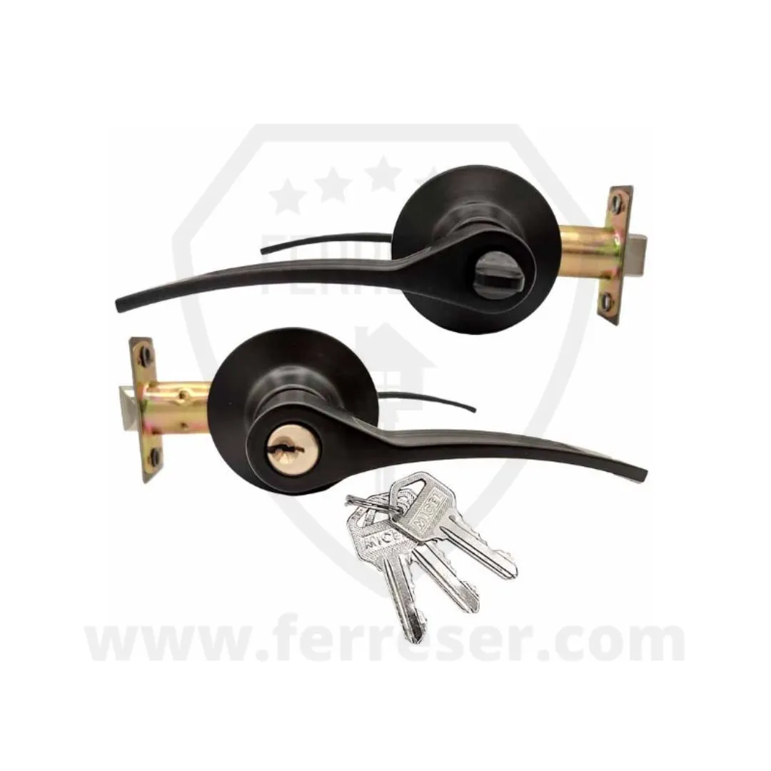 Manilla entrada llave. Negra. Vista exterior e interior.