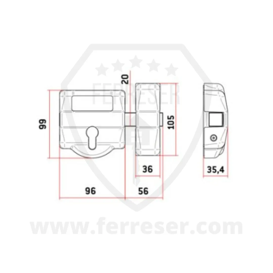 Cerrojo SAG EP30 medidas