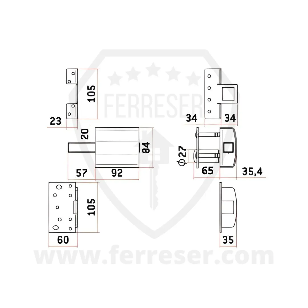 Cerrojo SAG CTR para trasteros. Medidas