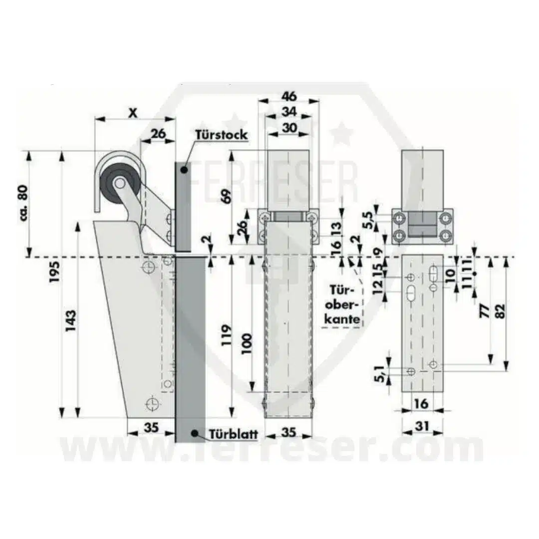 Freno Retenedor Dictator V1600. Medidas